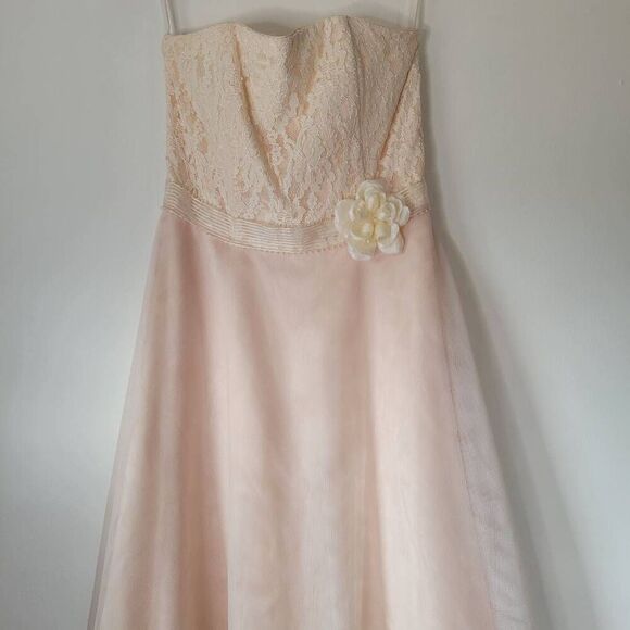 Scott McClintock Vintage Strapless Lace & Tulle Gown – Size 8 Blush/Peach Sweeth - Picture 2 of 8